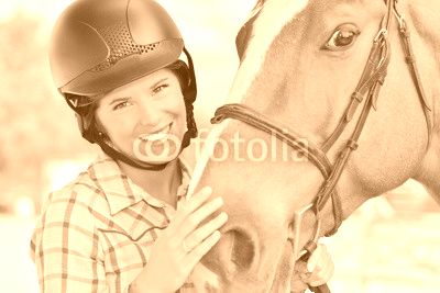 close-up portrait of pretty girl and her beloved horse friend