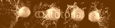 Set of fresh oranges in water splash