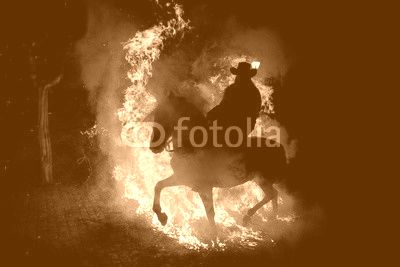 Horse rider through fire