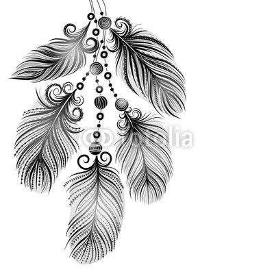 Template greeting card or invitation with feathers