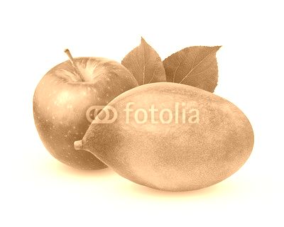 Apple and mango isolated on white background