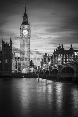 Famous Big Ben tower in London at sunset