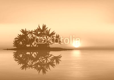 île déserte - île - coucher de soleil - Maldives - vacances - soleil couchant - 