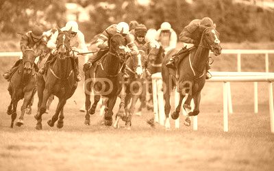 intense horse race action