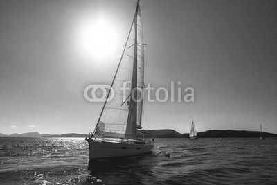 Luxury yachts at sea sailing regatta.