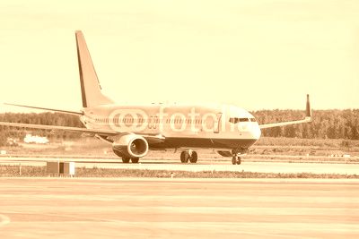Taxiing aircraft on the main taxiway