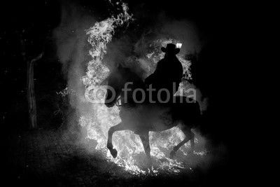 Horse rider through fire