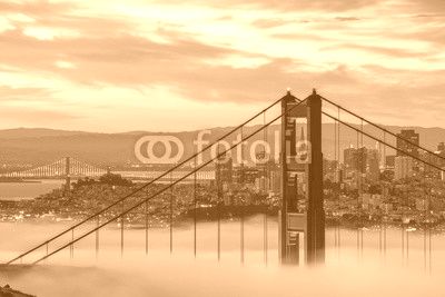 Early morning low fog at Golden Gate Bridge