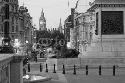Trafalgar square and Big Ben, early morning in London