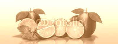 Sliced and whole limes in a panoramic