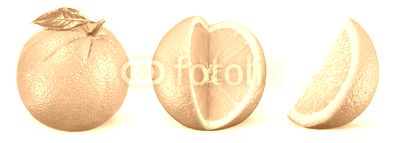 Orange fruit with leaf isolated on white background. Collection.