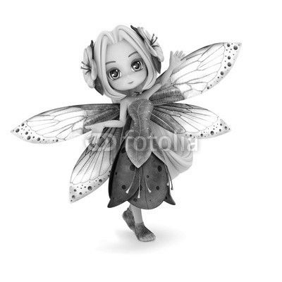 Cute toon fairy posing on a white background