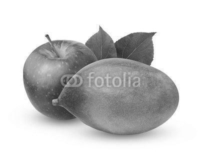 Apple and mango isolated on white background