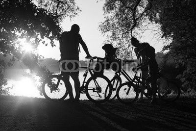 Family on a bicycle ride