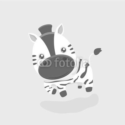 Vector cartoon character of little funny zebra.
