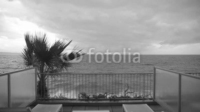 Bad Weather Rough Sea Terrace View in Italy