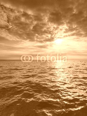 Beautiful seascape evening sea horizon and sky.