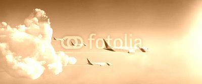 Airplanes fly away