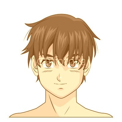 portrait face manga anime boy blue eyes brown hair vector illustration eps 10