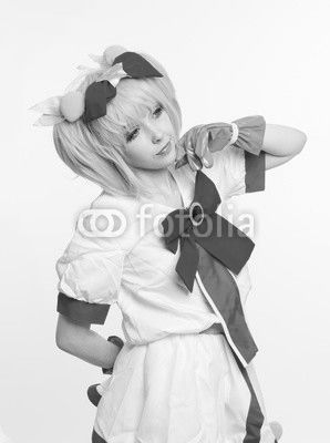Manga girl on white