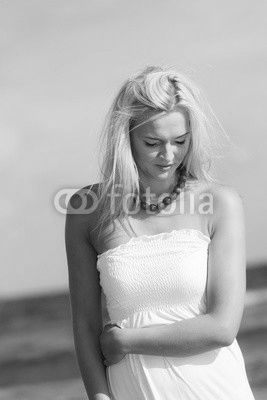 Nice female enjoying nature and beach.