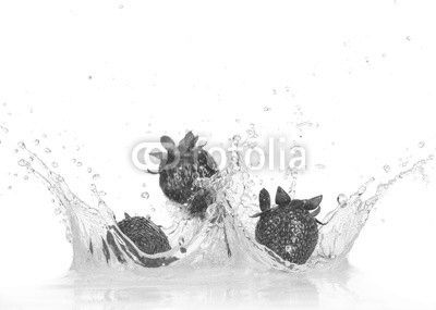 Fresh Strawberries with water splash