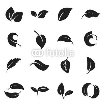 Icons of leaves. Vector illustration
