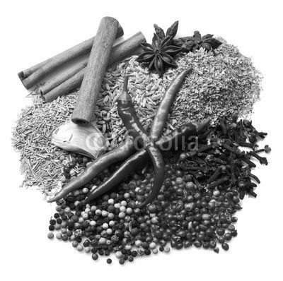 Powder spices  in white background