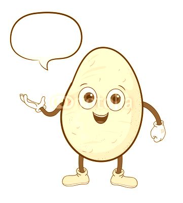 Cartoon Potato With Text, a hand drawn vector illustration of a cartoon potato with text.