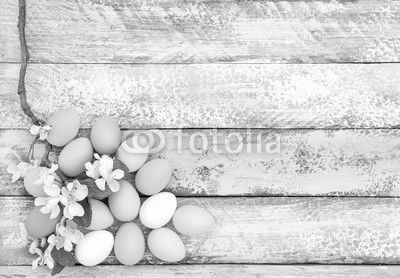 Easter eggs and flowers decoration