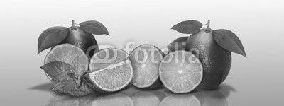 Sliced and whole limes in a panoramic