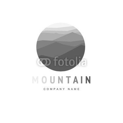 Mountain logo template with abstract peaks. Vector illustration. Mountaineering and Traveling icon.