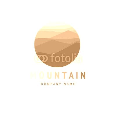 Mountain logo template with abstract peaks. Vector illustration. Mountaineering and Traveling icon.