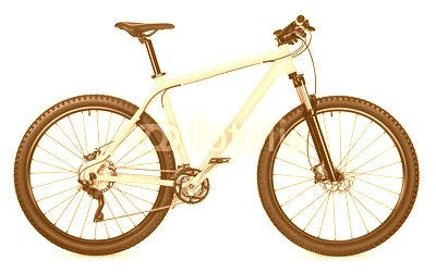 new yellow mountain bike bicycle isolated on white background / Neues mountainbike Fahrrad gelb isoliert auf weißem Hintergrund