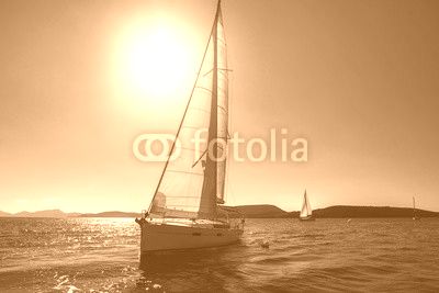 Luxury yachts at sea sailing regatta.