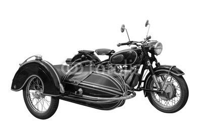 altes oldtimer motorrad mit seitenwagen