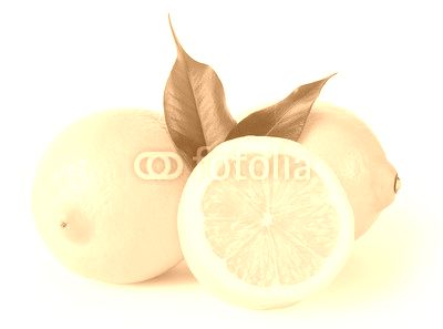 Three lemons with leaves