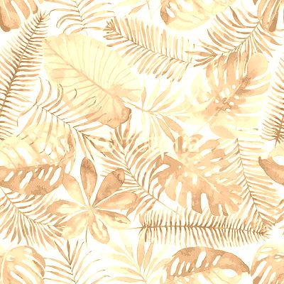 Tropical seamless pattern with leaves. Watercolor background with tropical leaves.