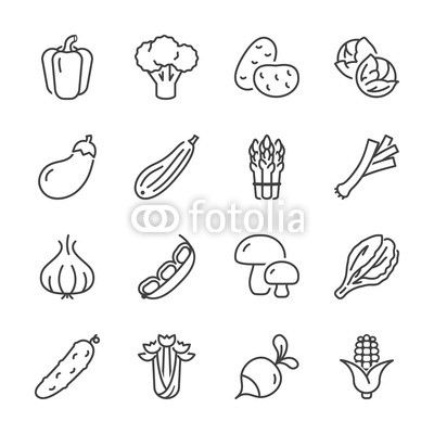 vegetables line icons 1