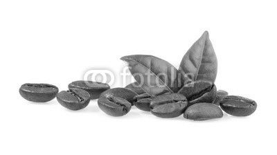 coffee grains with leaves isolated