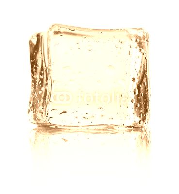 Cube of blue ice isolated on a white background