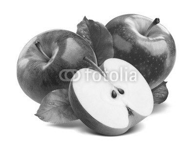 3 red apples half isolated on white background as package design element