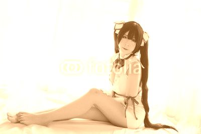 Hestia Cosplay Portrait Girl in White Theme