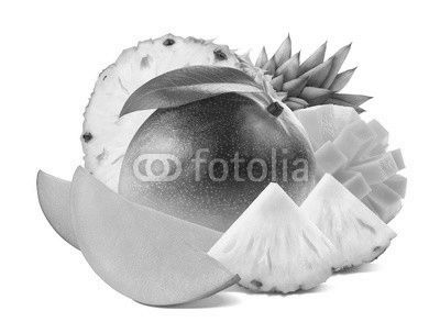 Peach mango long slices isolated on white background as package design element