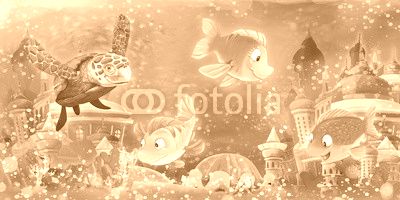 Cartoon underwater animals - illustration for the children