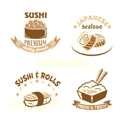 Vector icons set for sushi or seafood restaurant