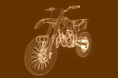 Motorbike in Hologram Wireframe Style. Nice 3D Rendering
