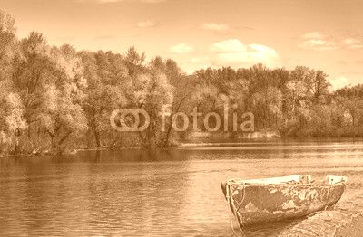 Old red boat