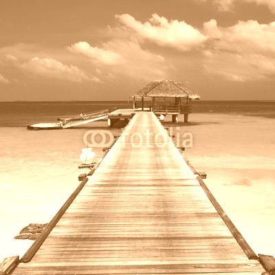 Beautiful beach with water bungalows