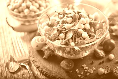 Healthy homemade chickpea and veggies salad, diet, vegetarian, vegan food